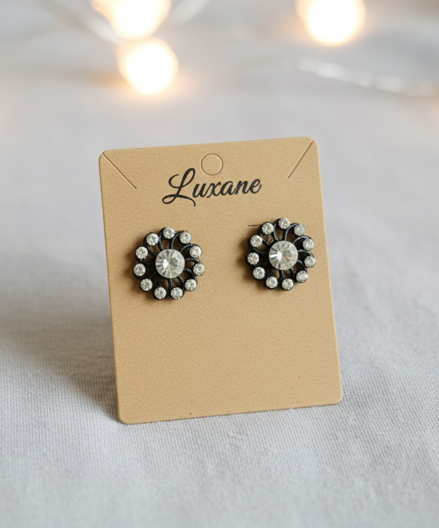 Midnight Spark Floral Stud Earrings