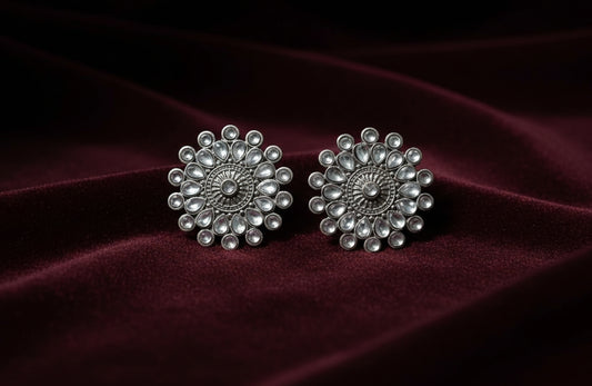 Royal Mandala Oxidised Stud Earrings