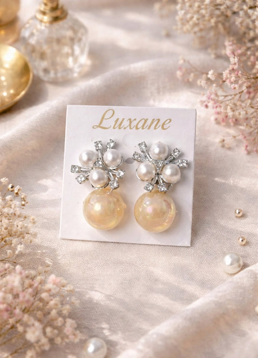 Royal Pearl Bloom Statement Earrings