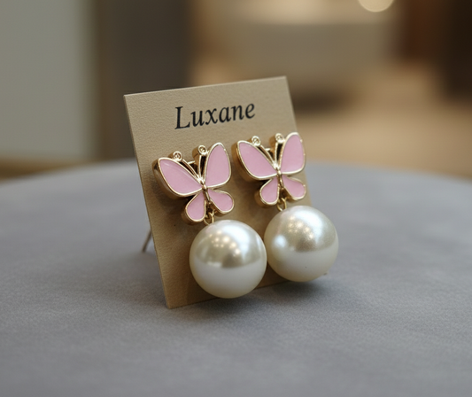 Noir Flutter Pearl Drop Earrings