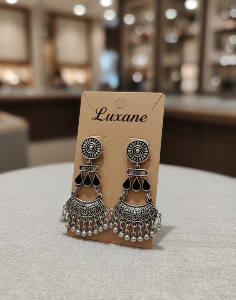 Tribal Charm Oxidised Dangler Earrings