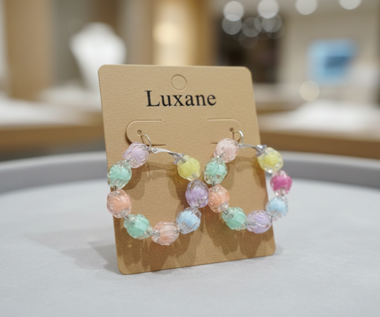 Pastel Bloom Beaded Hoop Earrings