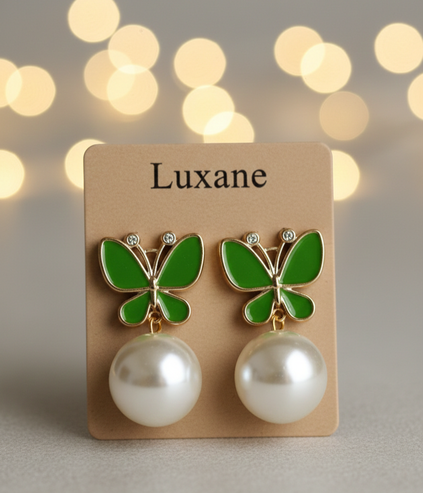 Noir Flutter Pearl Drop Earrings