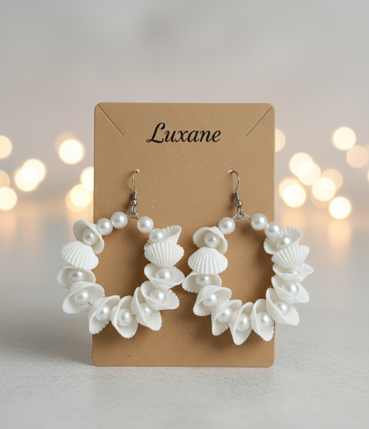 Ocean Pearl Shell Hoop Earrings