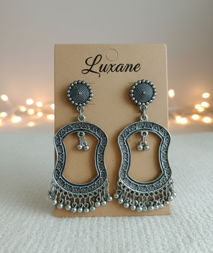 Vintage Oxidised Tribal Chandbali Earrings