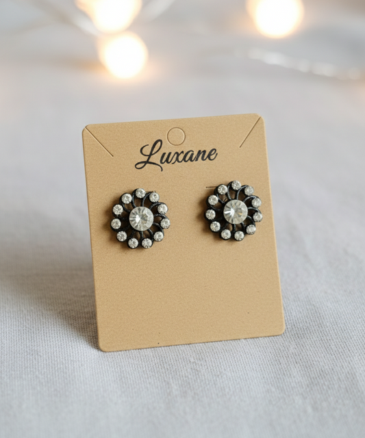 Midnight Spark Floral Stud Earrings