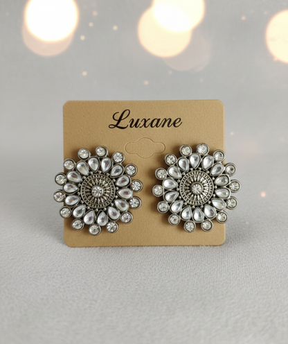 Royal Mandala Oxidised Stud Earrings