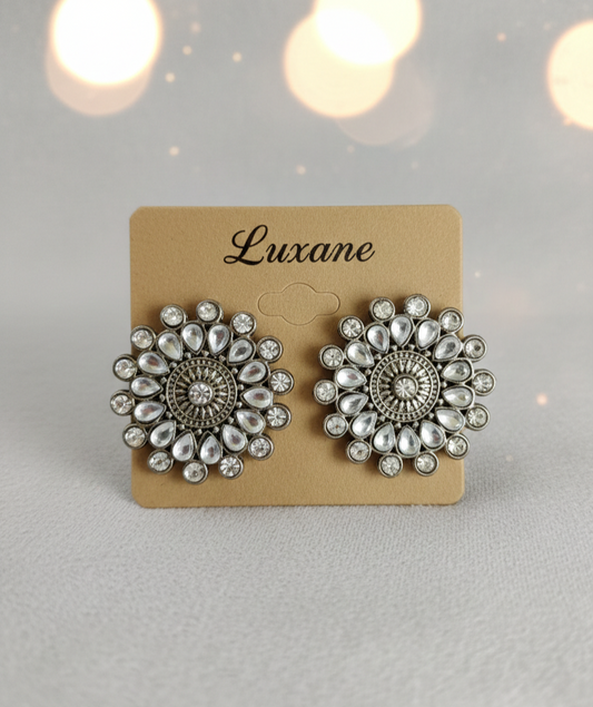 Royal Mandala Oxidised Stud Earrings