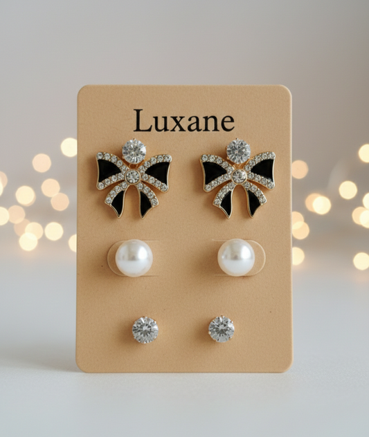 Elegant Pearl Bow Stud Earrings